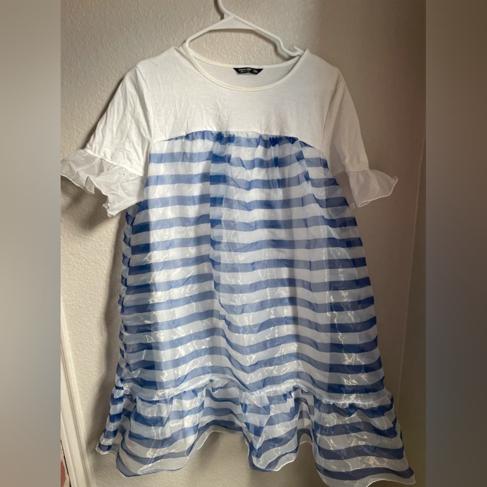 White and Blue Striped Dress